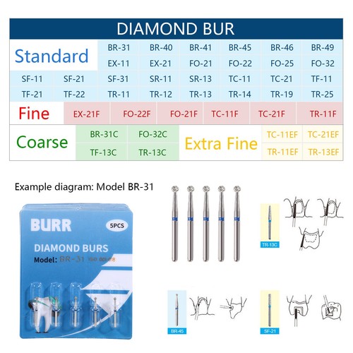 50pcs dental diamond burs - 50pcs,